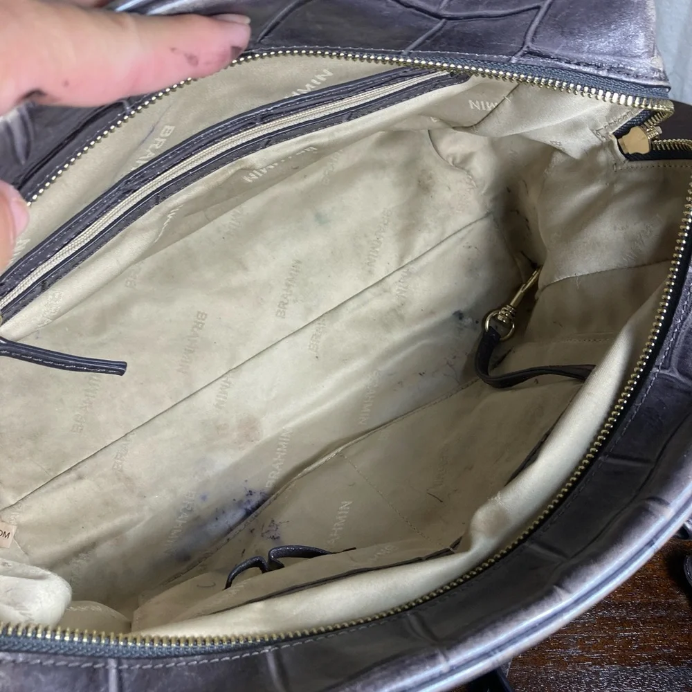 BRAHMIN MARISSA Elegant Gray Leather Handbag - Picture 13 of 14